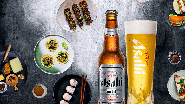 asahi beer in a bottle and glass